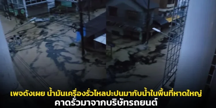 เพจดังเผย นํ้ามันเครื่องรั่วไหลปะปนมากับน้ำในพื้นที่หาดใหญ่ ซอยข้างรร.หาดใหญ่วิทยาลัย คาดรั่วมาจากบริษัทรถยนต์