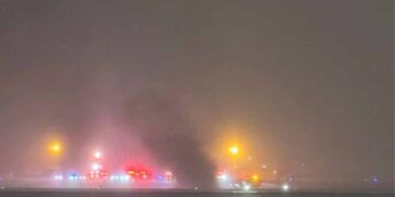 Private jet carrying 8 people crashes at Bangor international airport in Maine