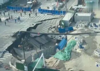 Viral Video Shows Moment Giant Sinkhole Swallows Road In Shanghai