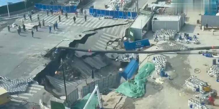 Viral Video Shows Moment Giant Sinkhole Swallows Road In Shanghai