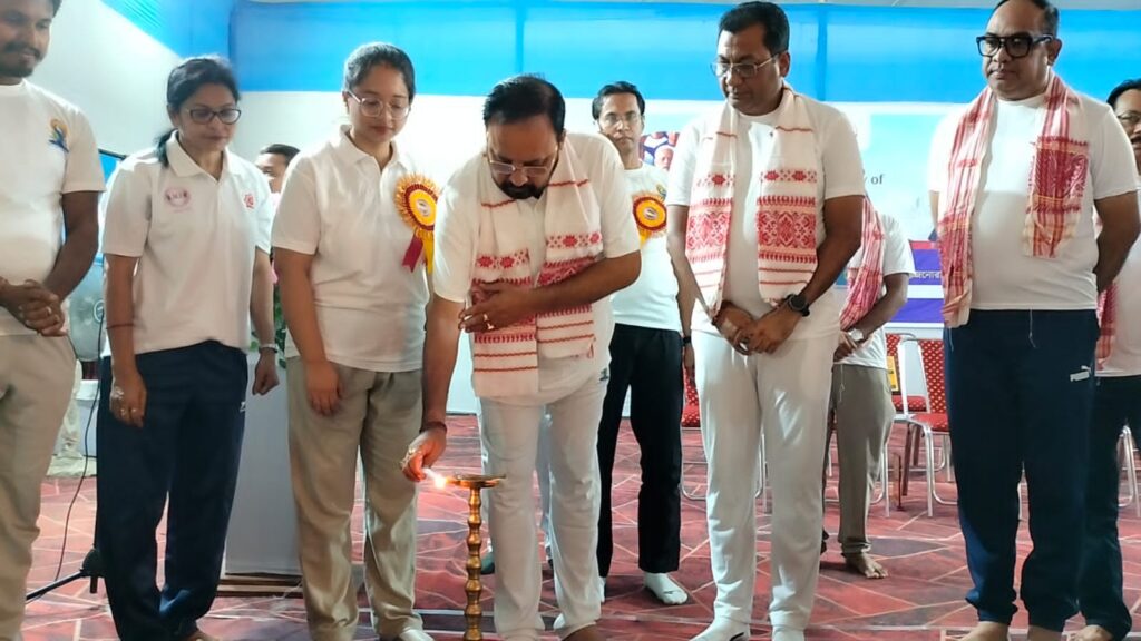 Minister Keshab Mahanta addresses the participants of the International Yoga Day in Nagaon, Assam. 1 WhatsApp Image 2026 06 21 at 5.50.32 PM