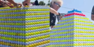 Video: World’s Largest Golf Ball Pyramid Built With 19,019 Balls