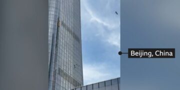 A plane crashed into a tower in Beijing but China is not saying what happened