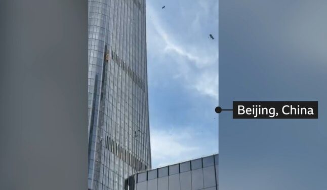 A plane crashed into a tower in Beijing but China is not saying what happened