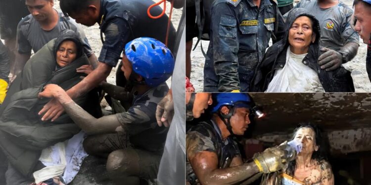 ราวปาฏิหาริย์! กู้ภัยช่วยชีวิต ‘หญิงเนปาล’ ติดใต้ซากนาน 10 วัน หลังเกิดอุทกภัยครั้งใหญ่