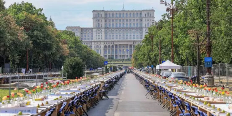 Romania Sets Guinness World Record With 5-km-Long Table To Raise Funds