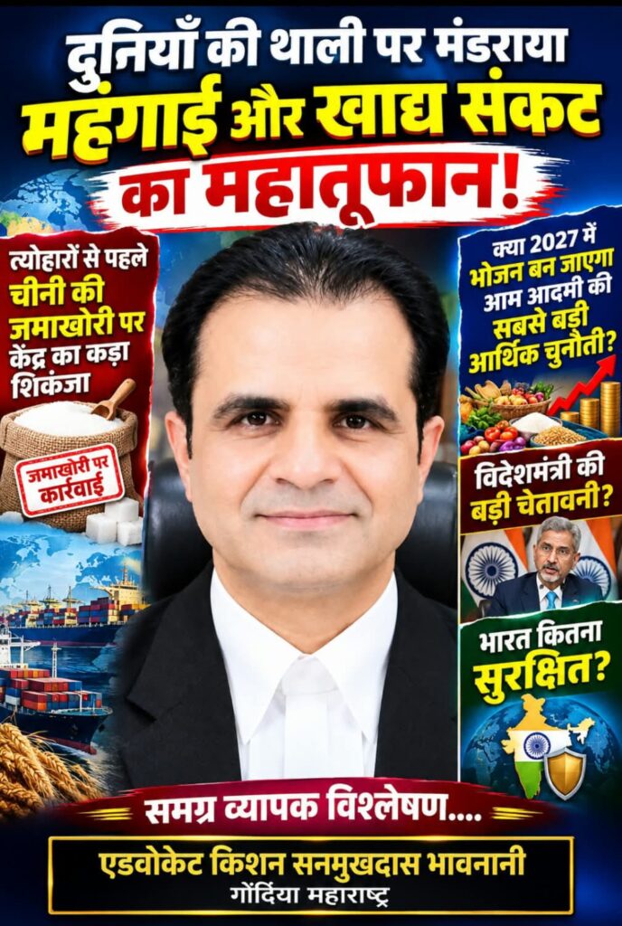 दुनियाँ की थाली पर मंडराया महंगाई और खाद्य संकट का महातूफान! -त्योहारों से पहले चीनी की जमाखोरी पर केंद्र क़ा कड़ा शिकंजा -क़्या 2027 में भोजन बन जाएगा आम आदमी की सबसे बड़ी आर्थिक चुनौती? -विदेश मंत्री की बड़ी चेतावनी?-भारत कितना सुरक्षित? -समग्र व्यापक विश्लेषण 1 00912d25 81b3 42c1 a6c1 4bbc76c22d43