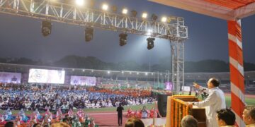 10,800 Students Create Human Rangoli as Delhi Minister Ashish Sood Calls Youth to Build Viksit Bharat @ 2047